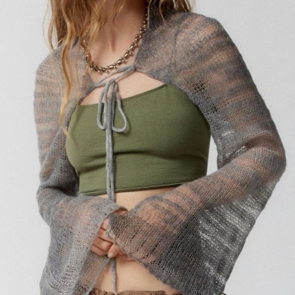 Urban Outfitters Gray Camille Knit Shrug Cardigan